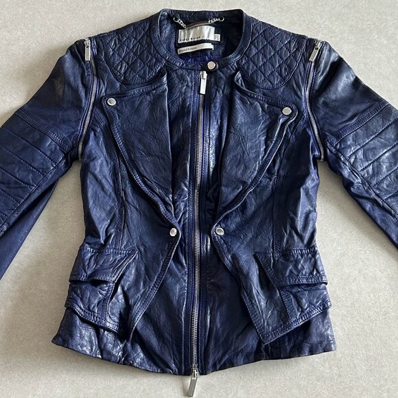 Karen Millen Quilted Panel Leather Jacket ASO Clary Fray ALT Color - Picture 5 of 10